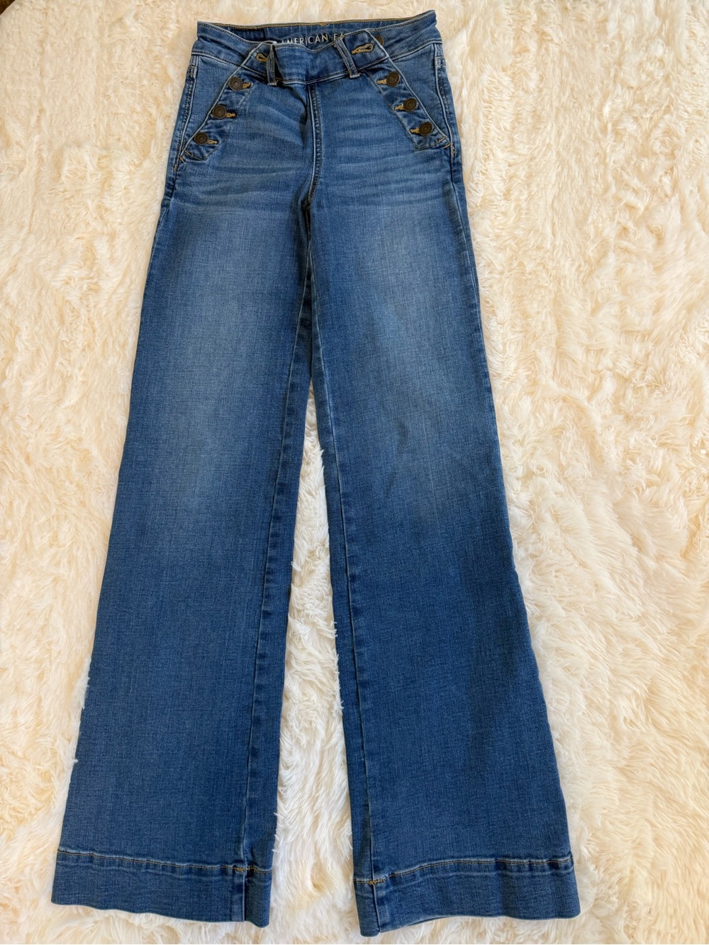 American Eagle Outfitters Dark Blue High-Rise Wide Leg Jeans